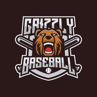 création de logo de baseball mascotte grizzly vecteur