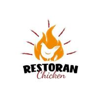 création de logo illustration de poulet de feu rustique vintage restaurant de restauration rapide vecteur