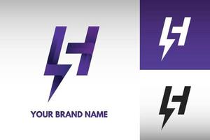 logo lettre h monogramme puissance électrique tonnerre foudre style vecteur de conception en dégradé et couleur monochrome