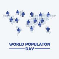 conception de bannière d'affiche de la journée mondiale de la population gratuite avec illustration de personnes sur l'arrière-plan de la carte du monde en pointillés modifiable vecteur