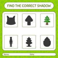 trouvez le bon jeu d'ombres avec un pin. feuille de travail pour les enfants d'âge préscolaire, feuille d'activité pour enfants