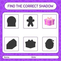 trouvez le bon jeu d'ombres avec une boîte cadeau. feuille de travail pour les enfants d'âge préscolaire, feuille d'activité pour enfants