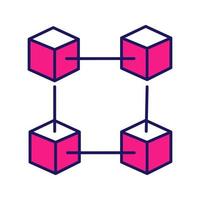 icône de couleur de la technologie blockchain. Big Data. crypto-monnaie. fintech. commerce électronique. cubes connectés. illustration vectorielle isolée vecteur