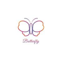 modèle de conception de logo papillon abstrait avec forme d'ailes décrite. concept de logo animal isolé sur fond blanc. couleur de dégradé orange magenta violet. convient aux produits de beauté et de mode vecteur