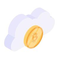 télécharger l'icône isométrique premium du cloud bitcoin vecteur