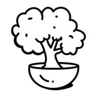 apercevez cette belle icône doodle d'arbre vecteur