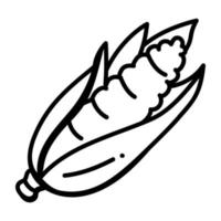un épi de maïs, icône doodle vecteur