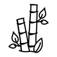 une icône de vecteur de doodle de pousses de bambou