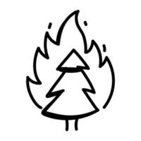 une icône de feu de forêt vecteur dessiné à la main