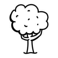 apercevez cette belle icône doodle d'arbre vecteur