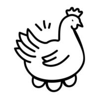 téléchargement d'icône dessinée à la main d'un animal de compagnie de poule vecteur