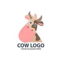 logo pour votre entreprise avec un joli personnage de vache vecteur