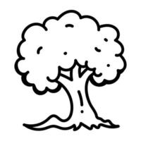 apercevez cette belle icône doodle d'arbre vecteur