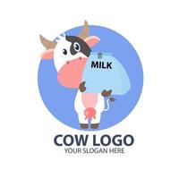 logo pour votre entreprise avec un joli personnage de vache vecteur