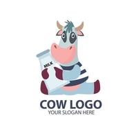 logo pour votre entreprise avec un joli personnage de vache vecteur