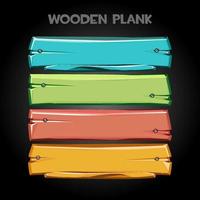 planches de bois colorées, plateaux vides pour le jeu. ensemble vectoriel de modèles de bannières lumineuses, blancs multicolores.