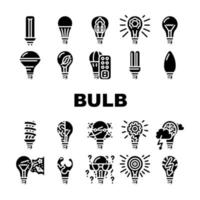 ampoule, éclairage, accessoire électrique, icônes, ensemble, vecteur