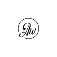 aw cercle logo initial meilleur pour la beauté et la mode dans un concept féminin audacieux vecteur