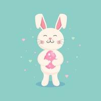 illustration vectorielle de lapin de dessin animé mignon. joyeuses Pâques. vecteur