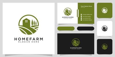 conception de vecteur de logo de maison de ferme et carte de visite