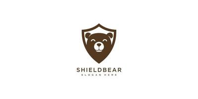 modèle de conception de vecteur de logo ours bouclier