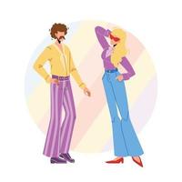 mode années 1970 style disco vecteur de jeunes