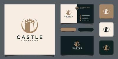 création de vecteur de logo château avec carte de visite