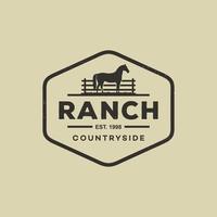 silhouette de cheval pour la conception de logo de ranch de ferme de pays occidental de campagne rustique rétro vintage vecteur