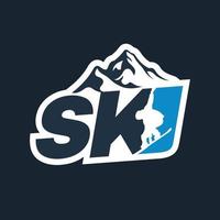concept de club de ski avec des skieurs faisant du ski alpin en haute montagne. club de ski de vecteur de badge rétro. concept de chemise, d'impression, de timbre ou de réglage. conception de typographie de club de ski - stock vector.