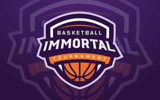modèle de logo de club de basket-ball immortel pour l'équipe sportive et le tournoi vecteur