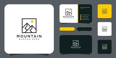 style de ligne de conception de vecteur de logo de montagne et carte de visite
