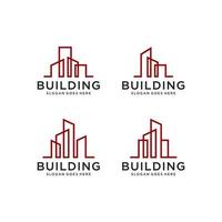 bâtiment logo design vecteur ligne mono