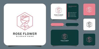 conception de vecteur de logo fleur rose et carte de visite