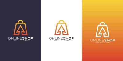 vecteur de conception de logo de boutique en ligne avec flèche
