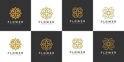 ensemble de modèle de conception de vecteur de logo de fleur