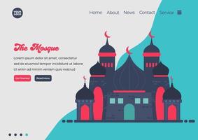 modèle de page de destination de l'illustration de la mosquée. concept de design plat moderne de conception de pages Web pour site Web et site Web mobile. facile à modifier et à personnaliser. illustration vectorielle. style design plat vecteur