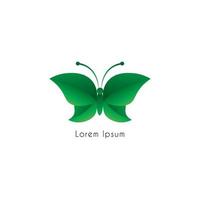 papillon abstrait feuille volante illustré du haut. modèle de conception de logo. concept de logo animal isolé sur fond blanc. dégradé de couleur verte. convient aux produits de beauté et de mode vecteur