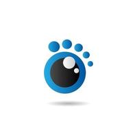 modèle de conception de logo de dessin animé d'oeil mignon, concept de logo d'entreprise, icône vectorielle, bleu, noir, ellipse, comme le pied vecteur