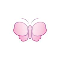 beau modèle de conception de logo papillon illustré à partir du haut. concept de logo animal isolé sur fond blanc. couleur de dégradé de guimauve violet rose. convient aux produits de beauté et de mode vecteur