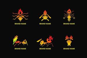 collection de concept de logo de fourmi de feu. style moderne, dégradé, plat, élégant, combiné, simple et insecte. meilleur pour le logo, l'icône, le symbole et le signe. comme un animal, une mascotte, un logo de danger et un design de t-shirt