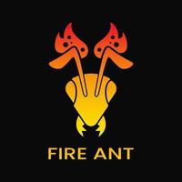 concept de logo de tête de feu et de fourmi. style moderne, dégradé, simple, plat, combiné et créatif. adapté au logo, à l'icône, au symbole, à la mascotte et au signe. insecte, logo de mascotte et conception de t-shirt vecteur