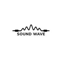 modèle de conception de logo d'onde sonore, concept de logo de prise de câble, noir et blanc vecteur