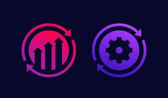 icônes vectorielles de croissance et d'amélioration continues vecteur