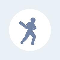icône de cricket, joueur avec batte isolé sur blanc, illustration vectorielle vecteur
