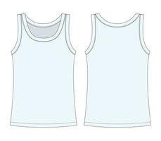 croquis technique du débardeur sans manches. bleu clair. enfants fille contour t-shirt sous-vêtements. vecteur