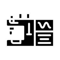 machine à coudre avec illustration vectorielle d'icône de glyphe de broderie programmable vecteur