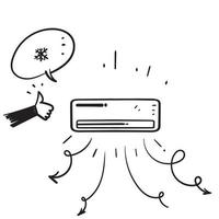 vecteur d'icône d'illustration de climatiseur doodle dessiné à la main