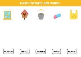 associer des images et des mots. puzzle logique pour les enfants. vecteur