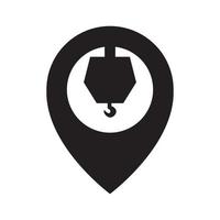 crochet de levage avec broche carte emplacement logo design graphique vectoriel symbole icône illustration idée créative