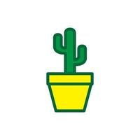 pot coloré avec plante cactus logo design vecteur symbole graphique icône illustration idée créative